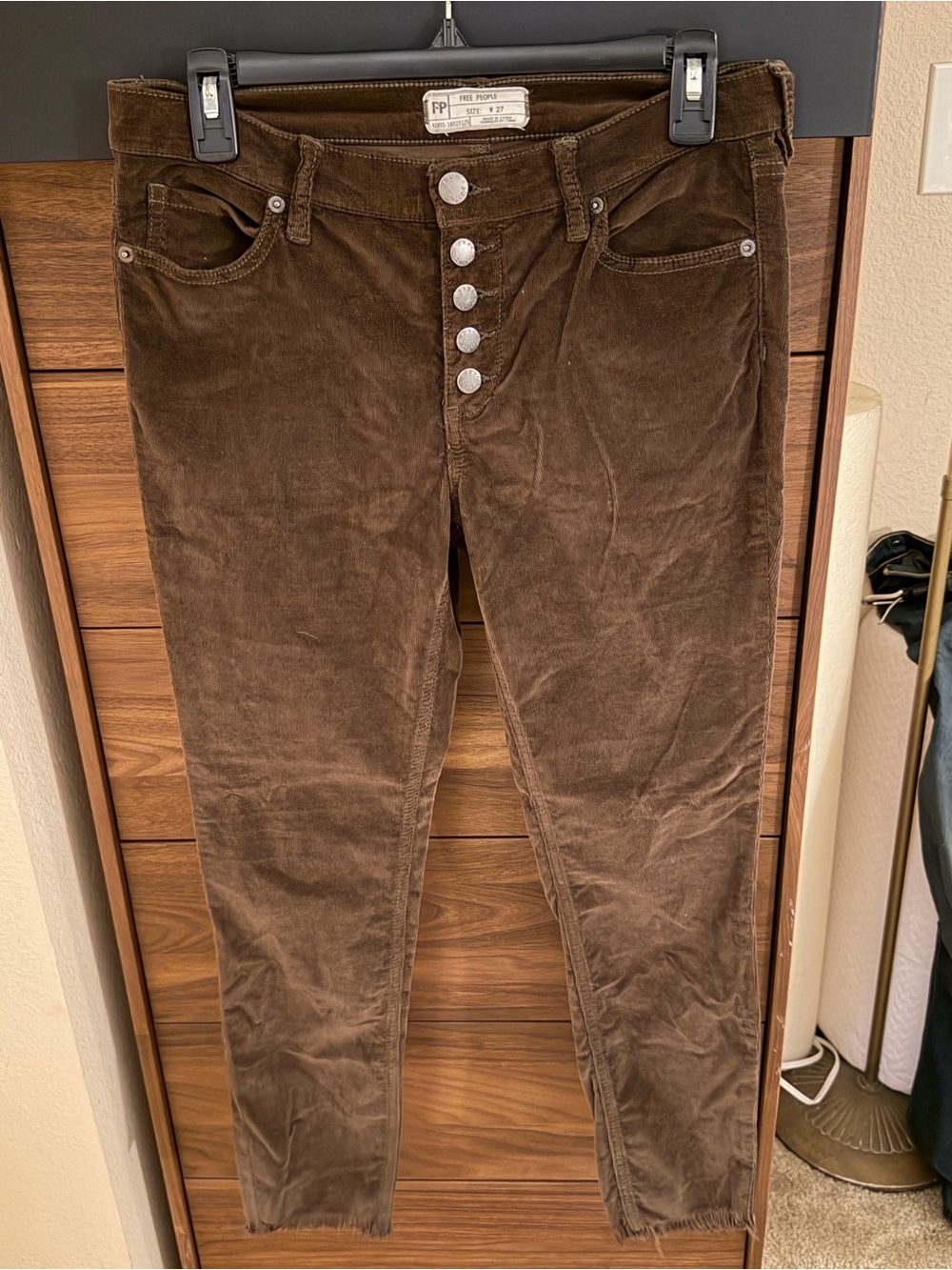 Free People Skinny Corduroy Jeans in Dark Brown